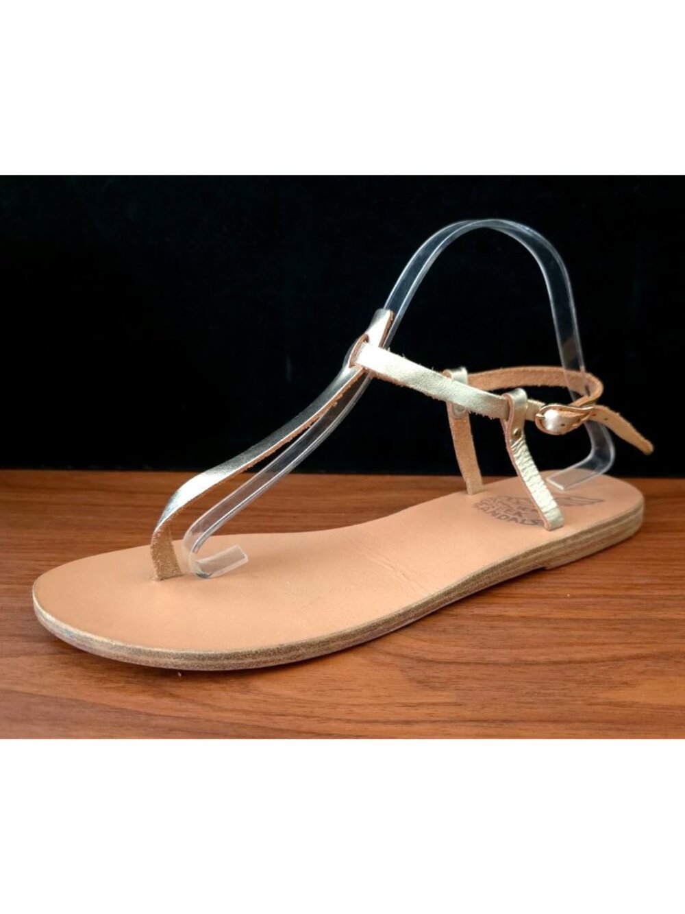 Ancient Greek Sandals LITO Metallic Gold Leather Sandals Sz 42 - Made In Greece